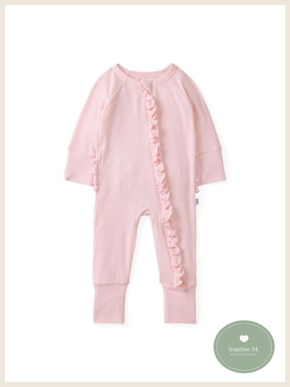 Baby Girls Ruffle Zippy Pajamas, Viscose from Bamboo, Long Sleeve, 2-Way